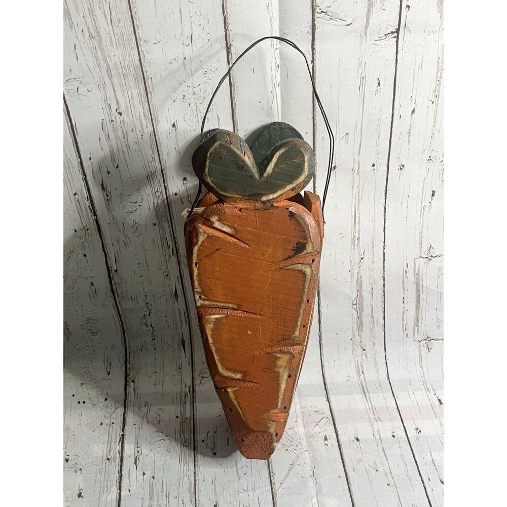 Easter Wood Hanging Carrot Garden Basket Farmhouse Orange Holiday Decor
